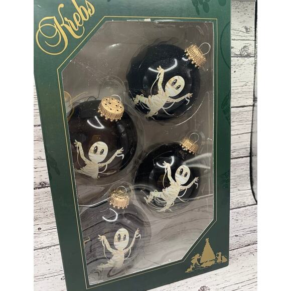 Krebs Halloween Mummy Glitter Emo Goth Spooky Festive Fall Glass Ornaments - Picture 1 of 5